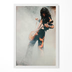 Jimmy Page 1973 Tampa colorized portrait in a classic white poster frame