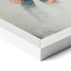 Corner close-up of the Jimmy Page colorized poster in a white frame