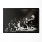 Jimmy Page 1975 Detroit Olympia Stadium black and white portrait in a classic black poster frame
