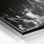 Close-up of the aluminum edge on the Jimmy Page black and white metal print