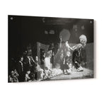 Jimmy Page 1975 Detroit black and white acrylic glass print with a glossy finish