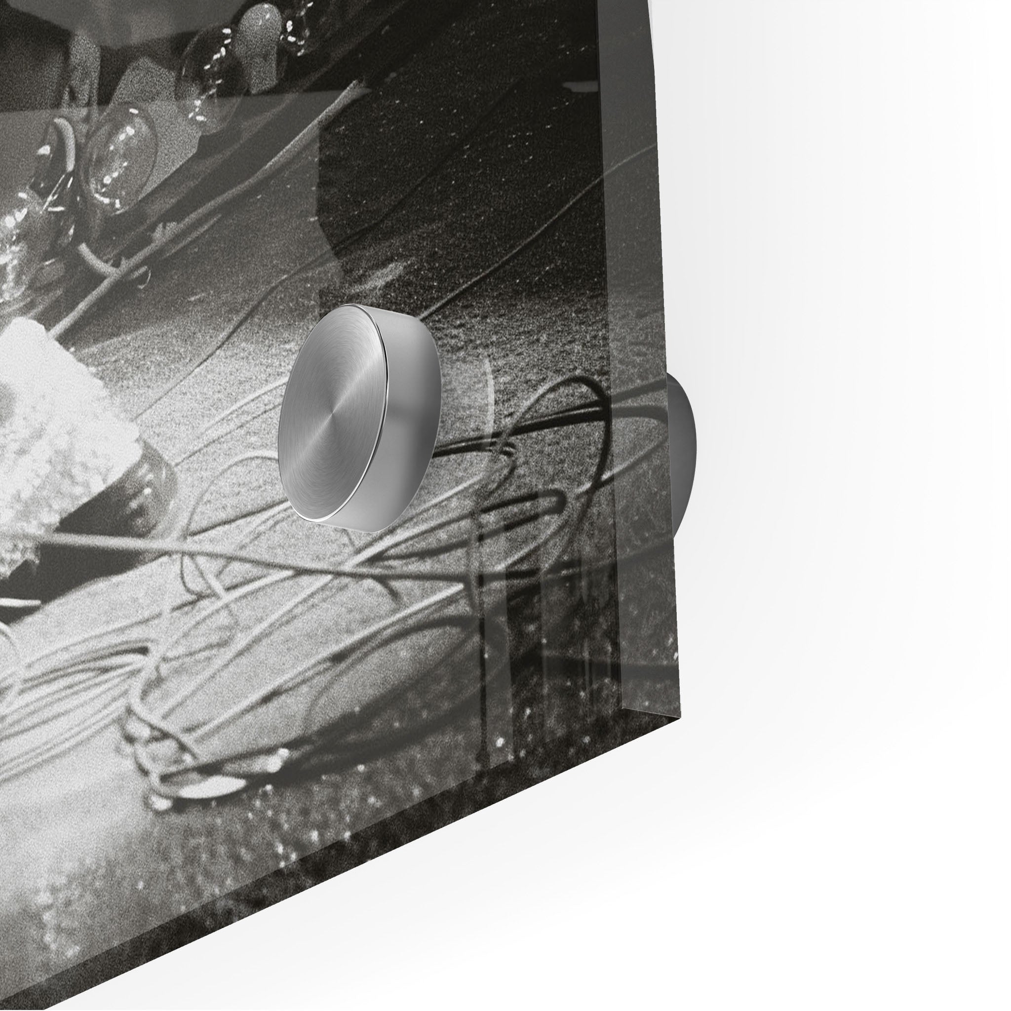 Close-up of the depth and polished edge of the Jimmy Page acrylic print