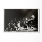 Jimmy Page 1975 Detroit black and white portrait in a classic white poster frame