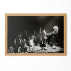 Jimmy Page black and white portrait in a natural oak poster frame