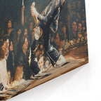 Close-up of the gallery-wrapped canvas edge on the Jimmy Page colorized print