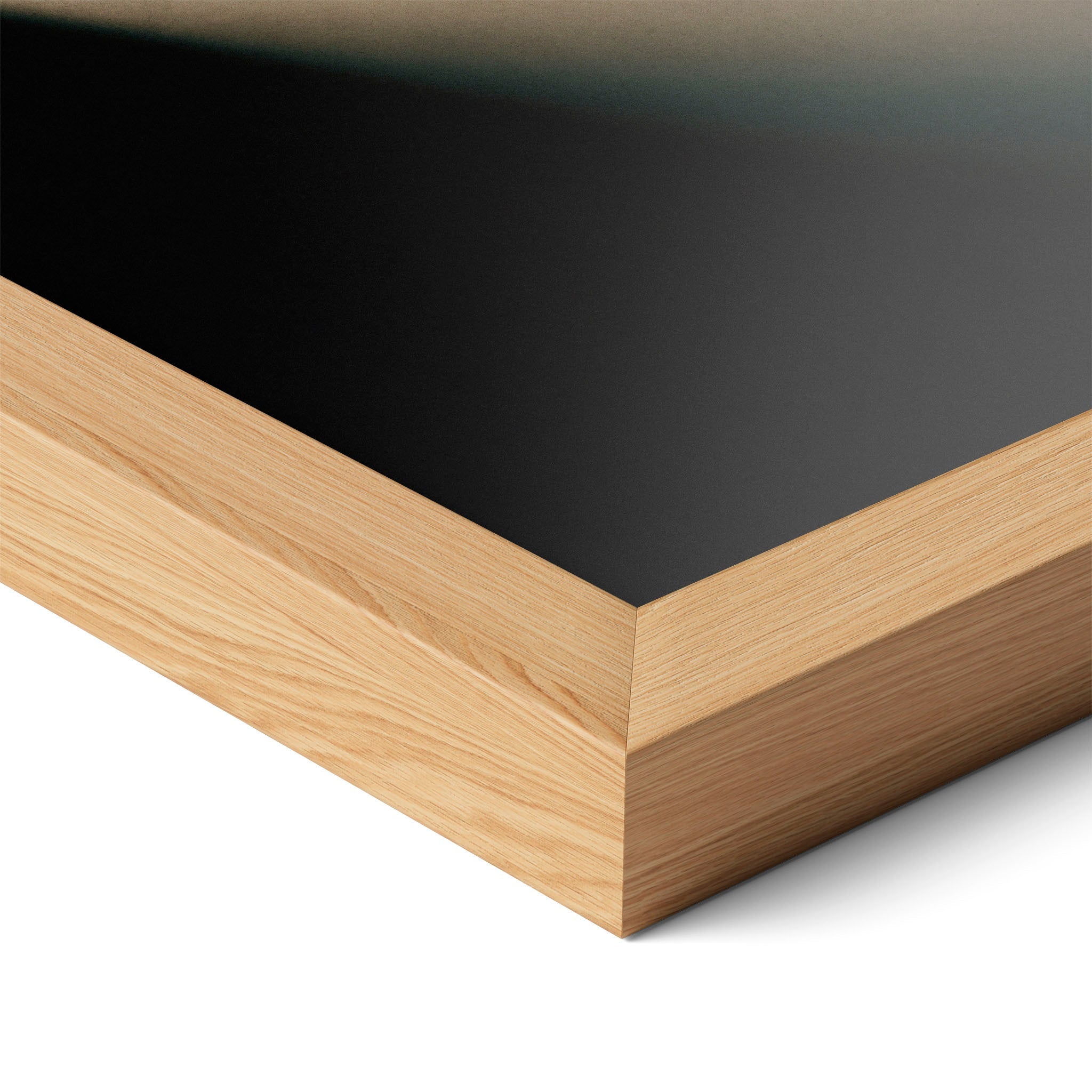 Close-up of the natural oak frame on the Jimmy Page poster