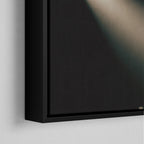 Corner close-up of the black floating frame on the Jimmy Page canvas