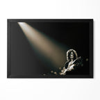 Jimmy Page 1975 Madison Square Garden spotlight portrait in a classic black poster frame