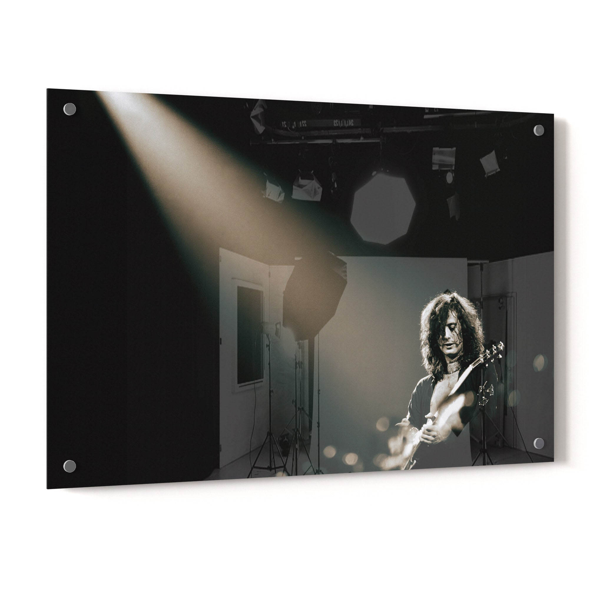 Jimmy Page 1975 MSG acrylic glass print with a glossy finish