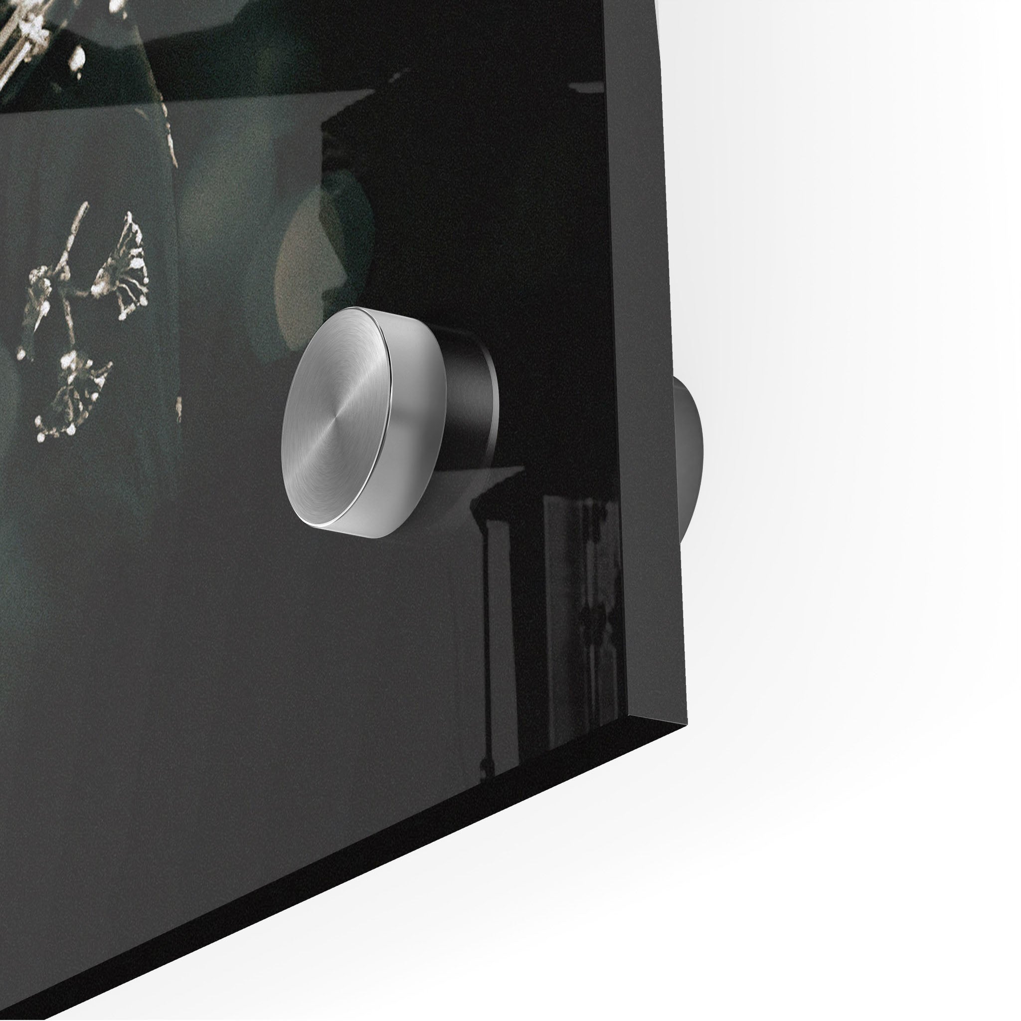 Close-up of the depth and polished edge of the Jimmy Page acrylic print