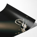 Angled close-up of the unframed Jimmy Page poster showing fine paper detail