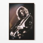 Front display of the Jimmy Page canvas in a dark walnut floating frame