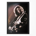 Jimmy Page 1975 Madison Square Garden live portrait in a classic black poster frame