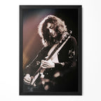 Jimmy Page 1975 Madison Square Garden live portrait in a classic black poster frame