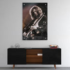 High-gloss acrylic print of Jimmy Page displayed on a wall