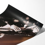 Angled close-up of the unframed Jimmy Page poster showing fine paper detail