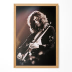 Jimmy Page portrait in a natural oak poster frame