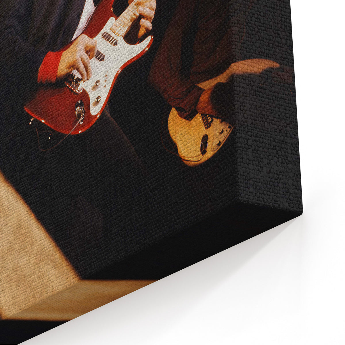 Close-up of the gallery-wrapped canvas edge on the Mark Knopfler color print