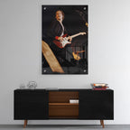 High-gloss acrylic color print of Mark Knopfler displayed on a wall