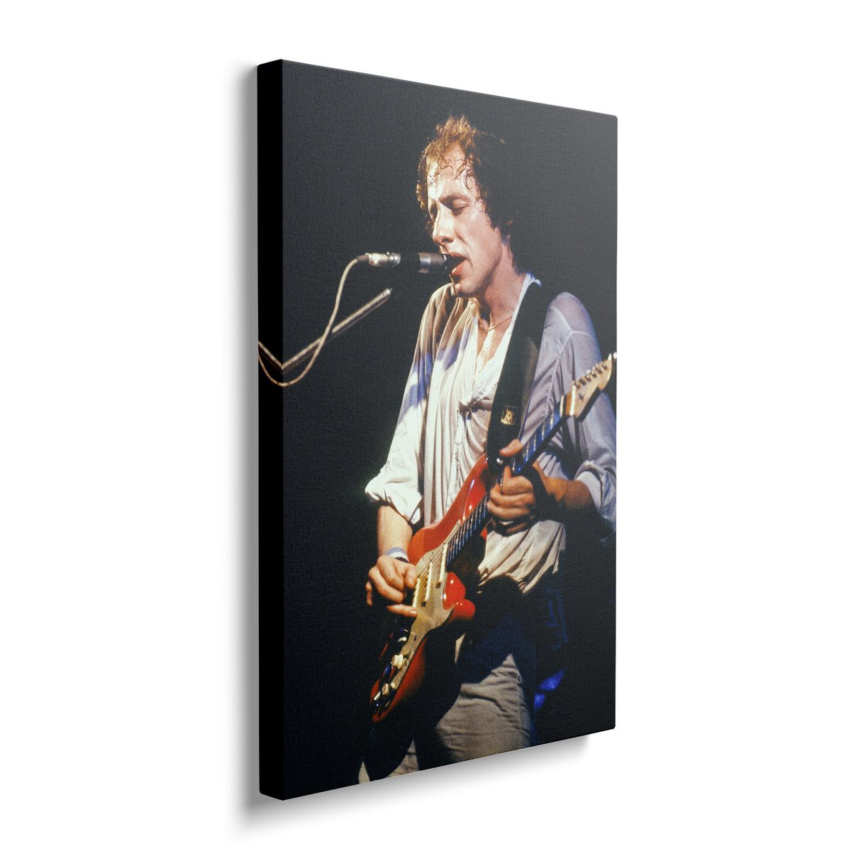 Gallery-wrapped color canvas of Mark Knopfler playing live in West Berlin