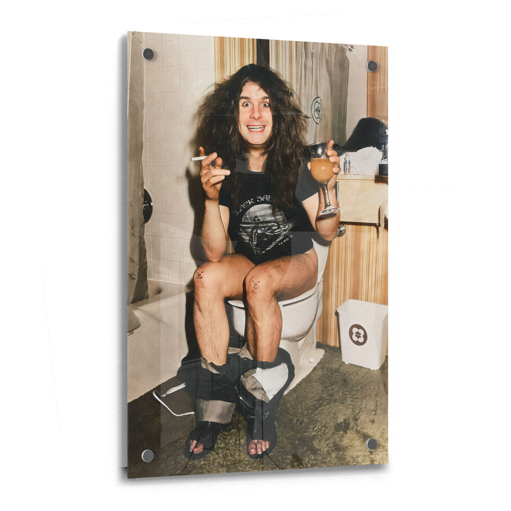 Ozzy Osbourne 1978 bathroom colour acrylic glass print with a glossy finish