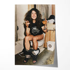 Unframed colour print of Ozzy Osbourne sitting on the toilet in his 1978 Black Sabbath tour shirt