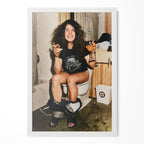 Ozzy Osbourne 1978 bathroom colour portrait in a classic white poster frame