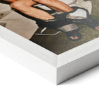 Corner close-up of the Ozzy Osbourne bathroom colour poster in a white frame
