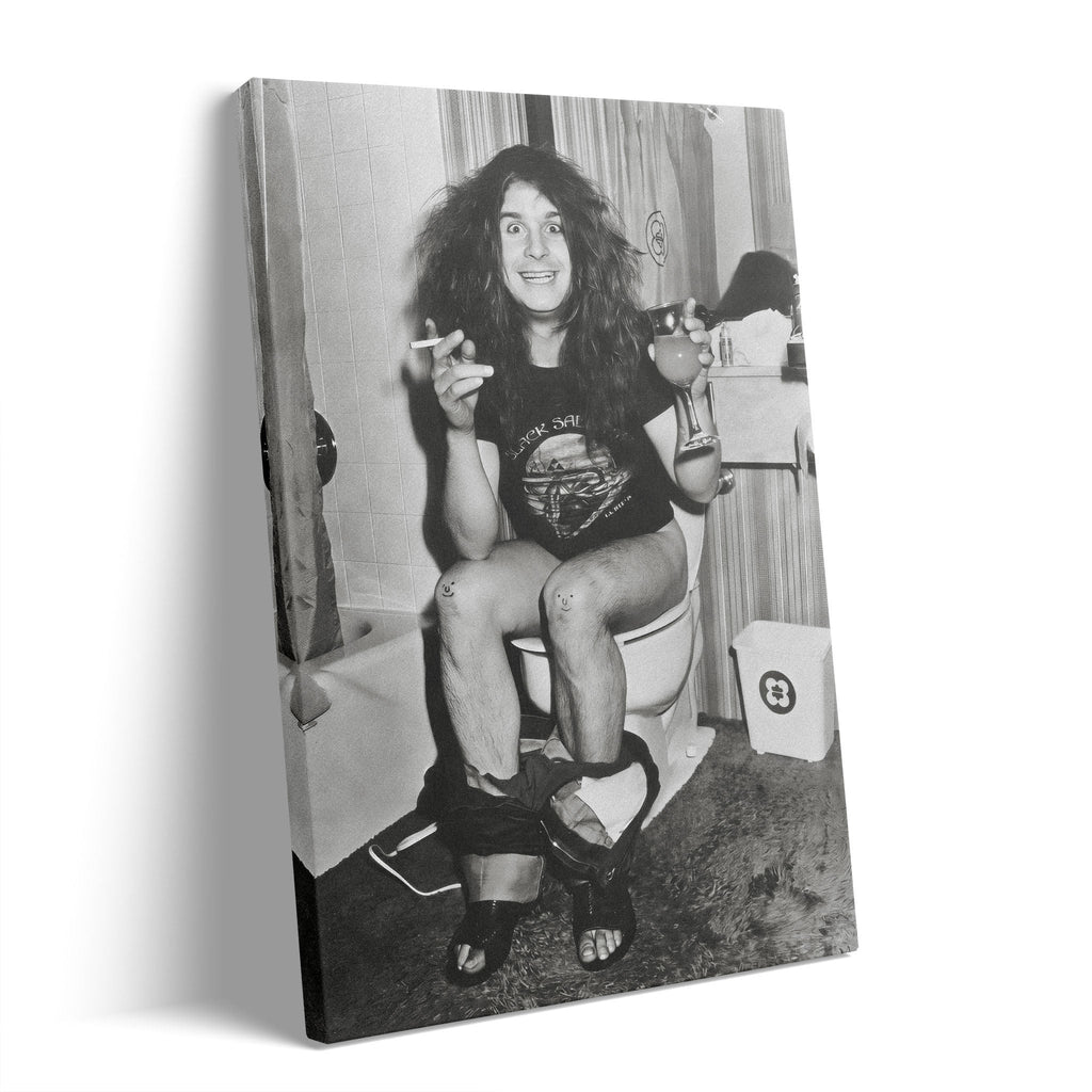 Ozzy Osbourne 1978 bathroom black and white gallery-wrapped canvas print