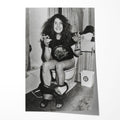 Unframed black and white print of Ozzy Osbourne sitting on the toilet in his 1978 Black Sabbath tour shirt