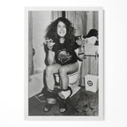 Ozzy Osbourne 1978 bathroom black and white portrait in a classic white poster frame