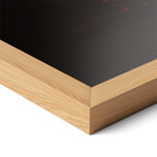 Close-up of the natural oak frame on the Ozzy Osbourne color poster