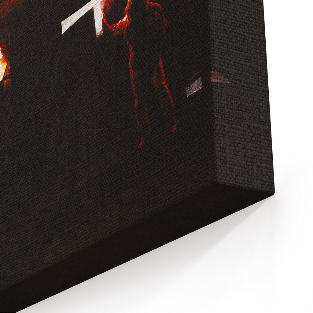 Close-up of the gallery-wrapped canvas edge on the Ozzy Osbourne color print