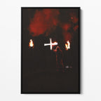 Front display of the Ozzy Osbourne color canvas in a black floating frame