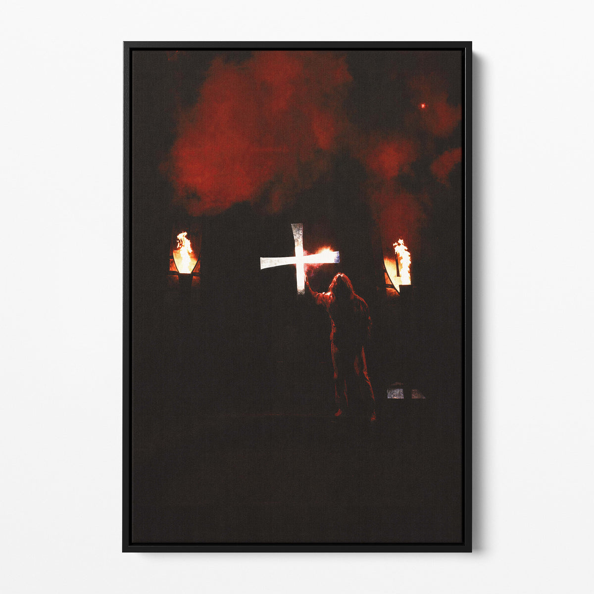 Front display of the Ozzy Osbourne color canvas in a black floating frame