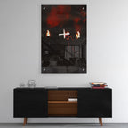 High-gloss acrylic color print of Ozzy Osbourne displayed on a wall