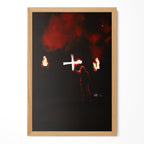 Ozzy Osbourne raised cross color print in a natural oak poster frame