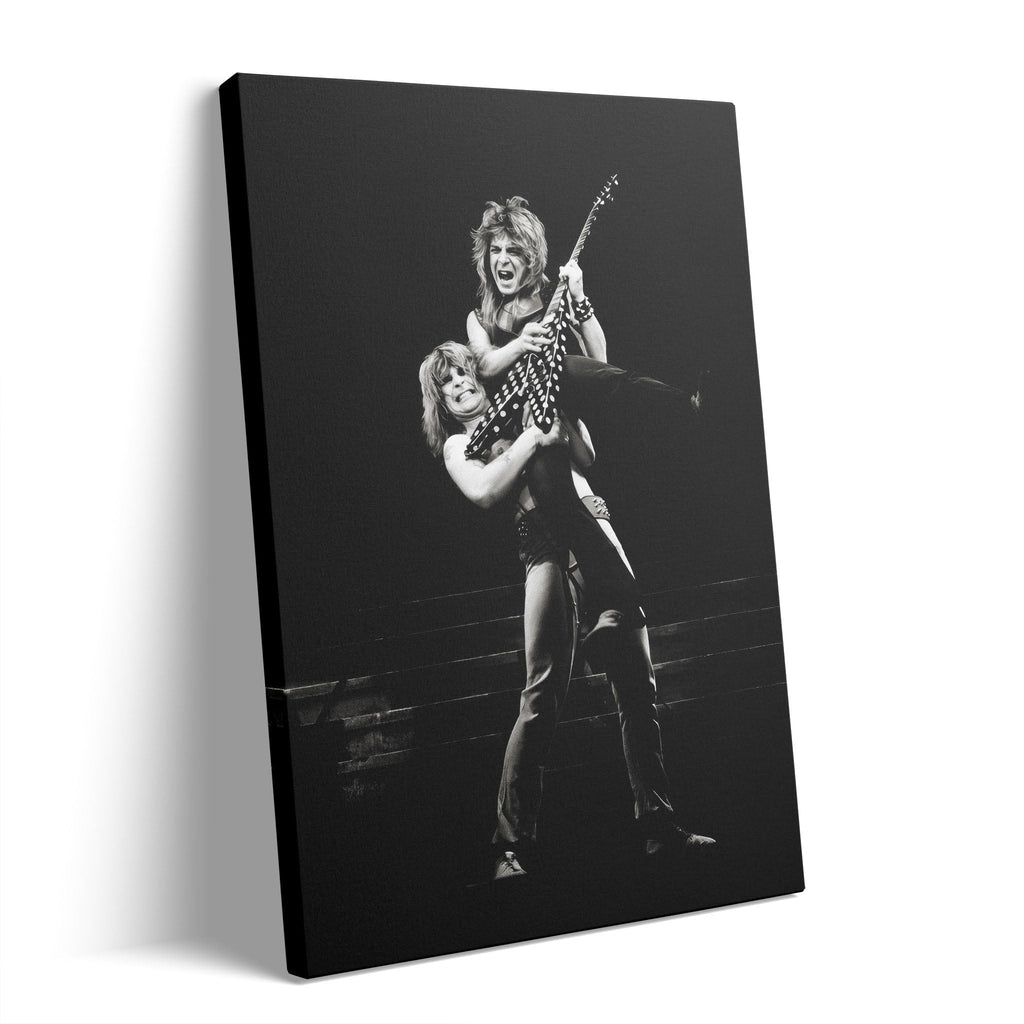Ozzy Osbourne and Randy Rhoads 1982 black and white gallery-wrapped canvas print