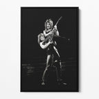 Front display of the Ozzy and Randy Rhoads black and white canvas in a black floating frame