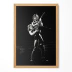 Ozzy and Randy Rhoads black and white portrait in a natural oak poster frame