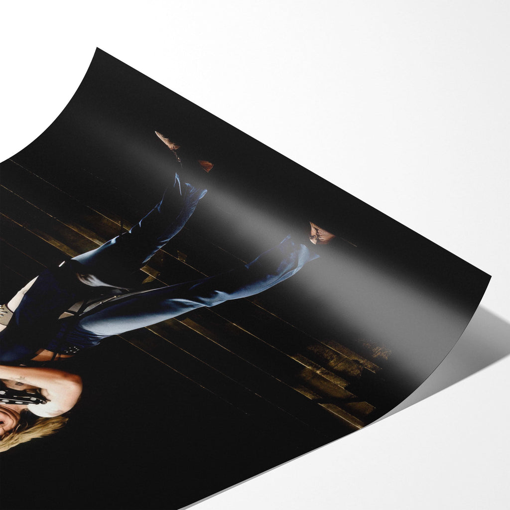 Angled close-up of the unframed Ozzy and Randy Rhoads colour poster showing fine paper detail