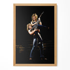 Ozzy and Randy Rhoads colour portrait in a natural oak poster frame