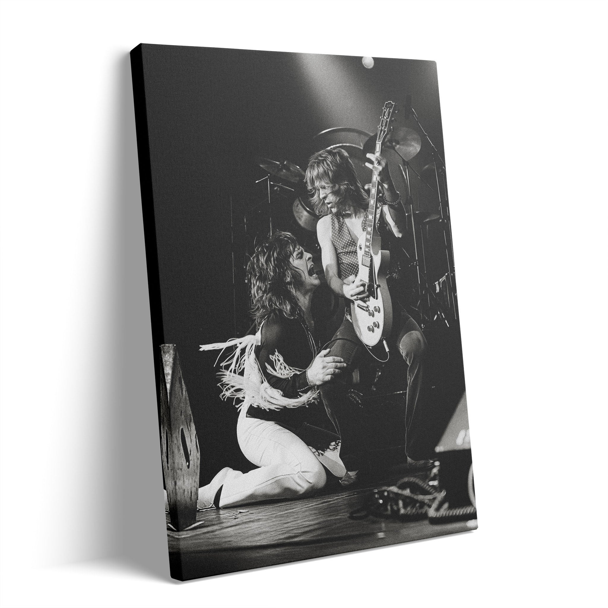 Ozzy Osbourne and Randy Rhoads 1980 Bradford black and white gallery-wrapped canvas print