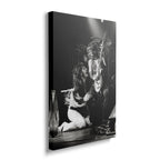 Gallery-wrapped black and white canvas of Ozzy and Randy Rhoads on stage in Bradford