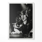 Ozzy Osbourne and Randy Rhoads 1980 Bradford black and white portrait in a classic white poster frame