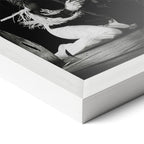 Corner close-up of the Ozzy and Randy Rhoads black and white poster in a white frame