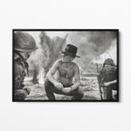 Front display of the Apocalypse Now Kilgore black and white canvas in a black floating frame