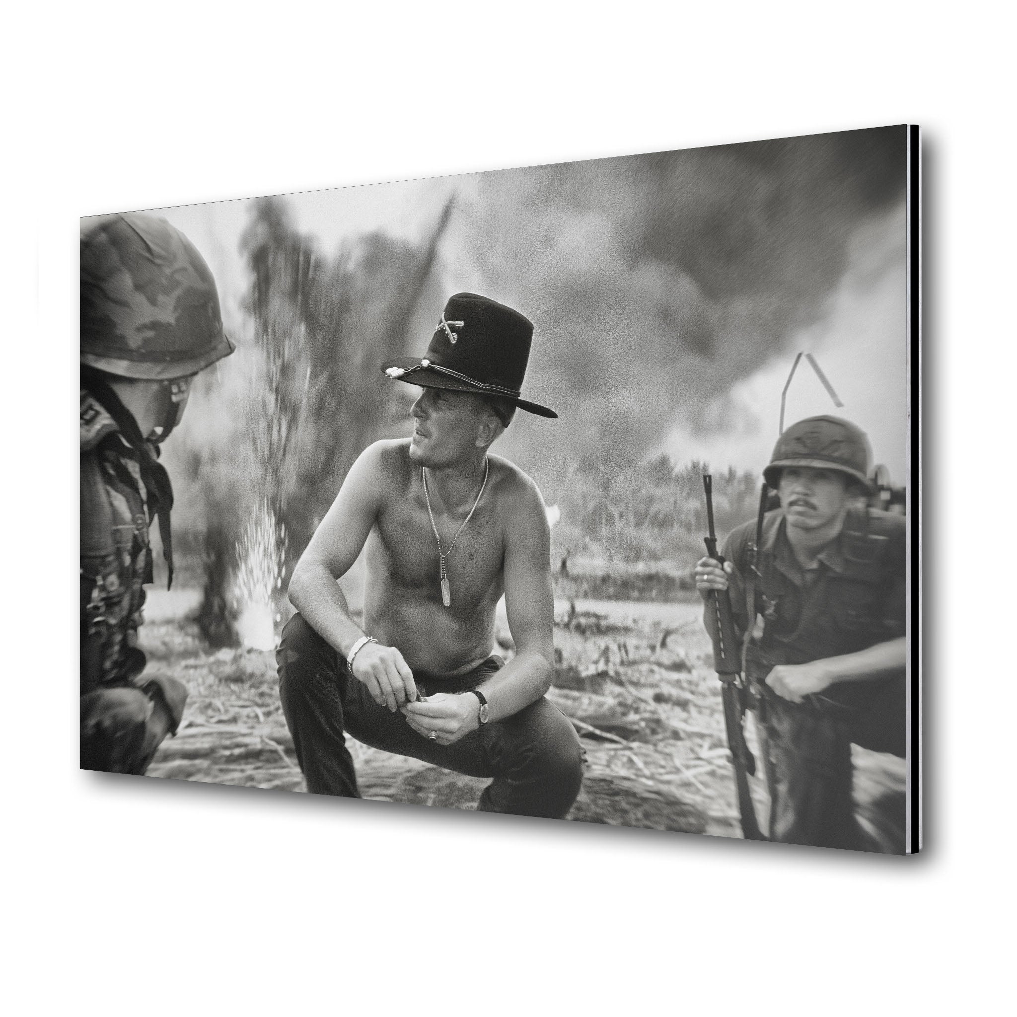 Apocalypse Now Kilgore black and white metal print displayed on a wall
