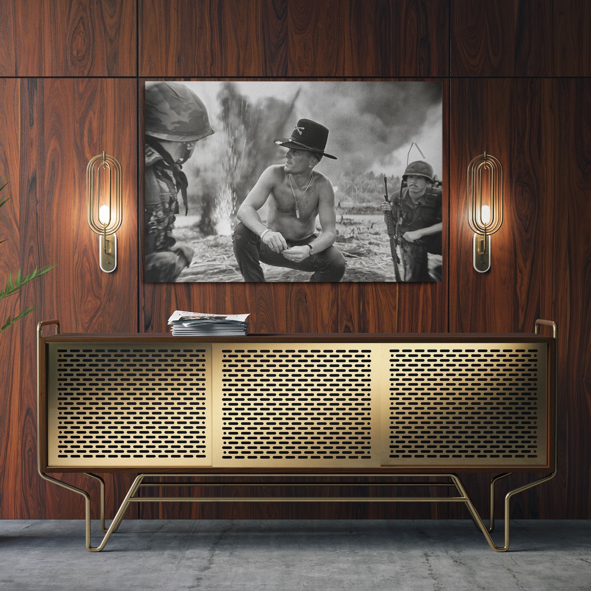 Sleek aluminum black and white metal print of Kilgore in Apocalypse Now