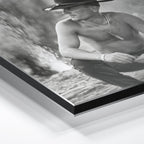 Close-up of the aluminum edge on the Apocalypse Now Kilgore black and white metal print